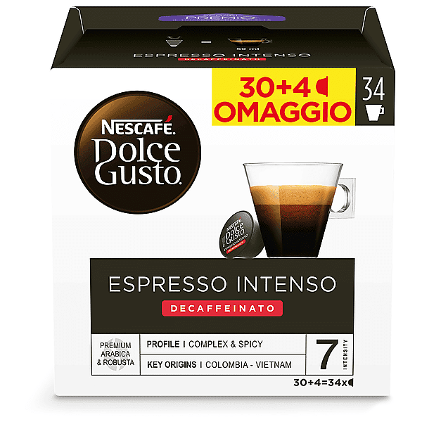 nescafe' dolce gusto capsule dolce gusto espresso intenso decaffeinato ndg intenso dek 30+4