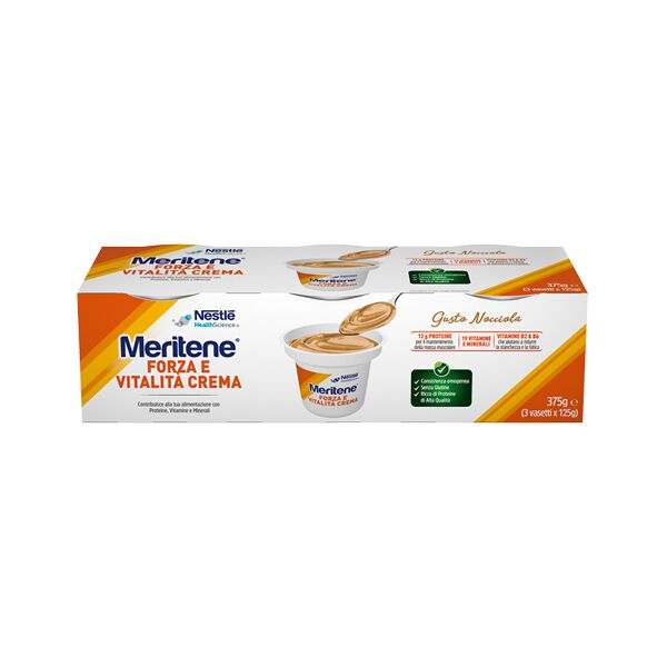 meritene forza e vitalità crema nocciola dessert iperproteico ipercalorico 3x125 g