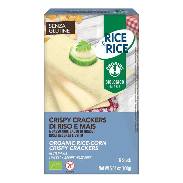 probios rice&rice crispy crackers di riso e mais biologici senza glutine 160 g