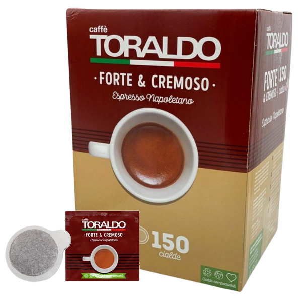 caffè toraldo - miscela forte & cremoso - box 150 cialde ese44 da 7.2g