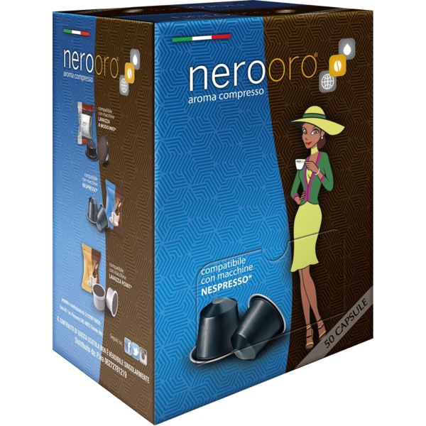 nerooro caffè  - miscela argento - box 50 capsule compatibili nespresso da 5g