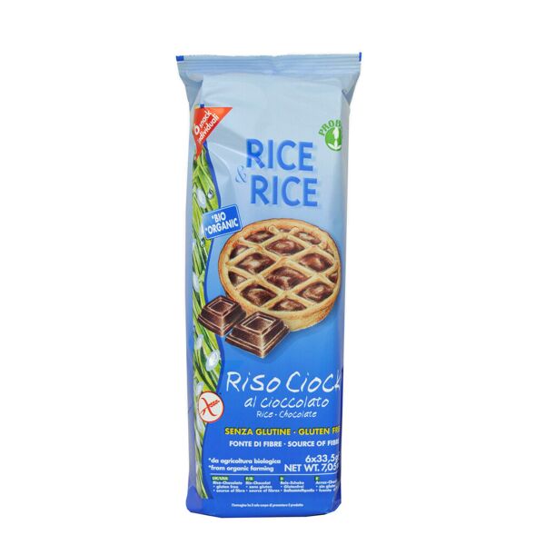 probios rice & rice - riso ciok al cioccolato senza glutine 6 crostatine da 33,5 grammi