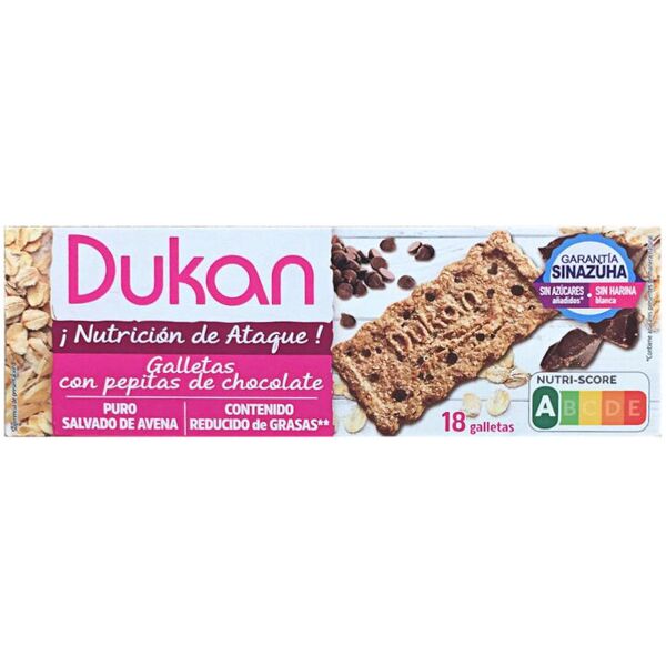 dukan biscotti di crusca d'avena gusto gocce di cioccolato 6 confezioni da 37,5 grammi