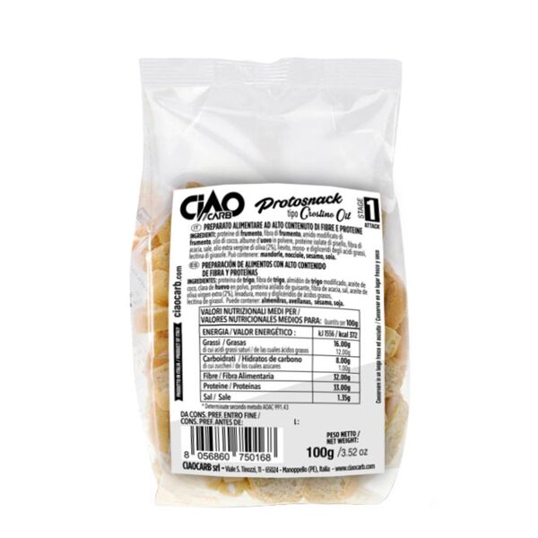 ciaocarb protosnack - tipo crostino 100 grammi formaggio