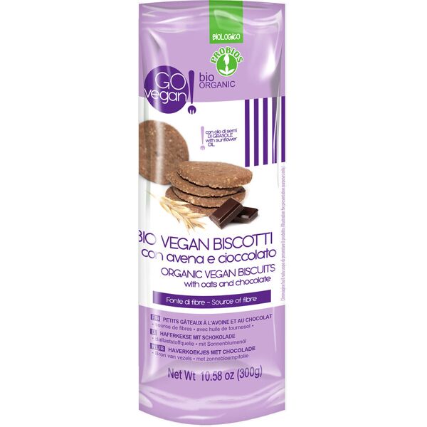 probios go vegan! - bio vegan biscotti con avena e cioccolato 300 grammi