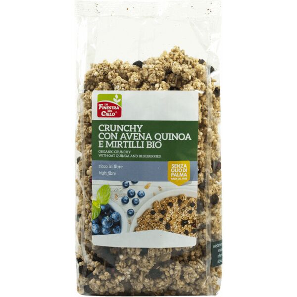 la finestra sul cielo crunchy con avena quinoa e mirtilli bio 375 grammi