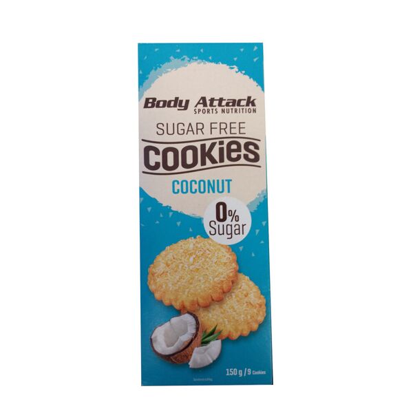 body attack sugar free cookies 9 biscotti da 17 grammi cocco