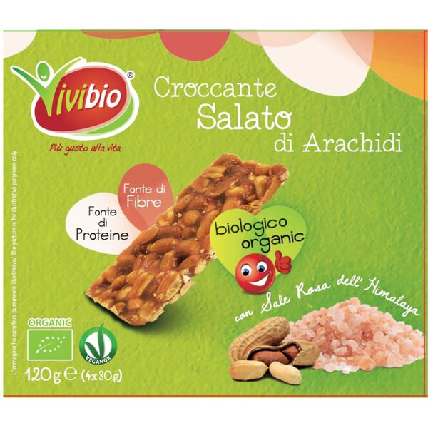 vivibio croccante salato di arachidi 4 snack da 30 grammi