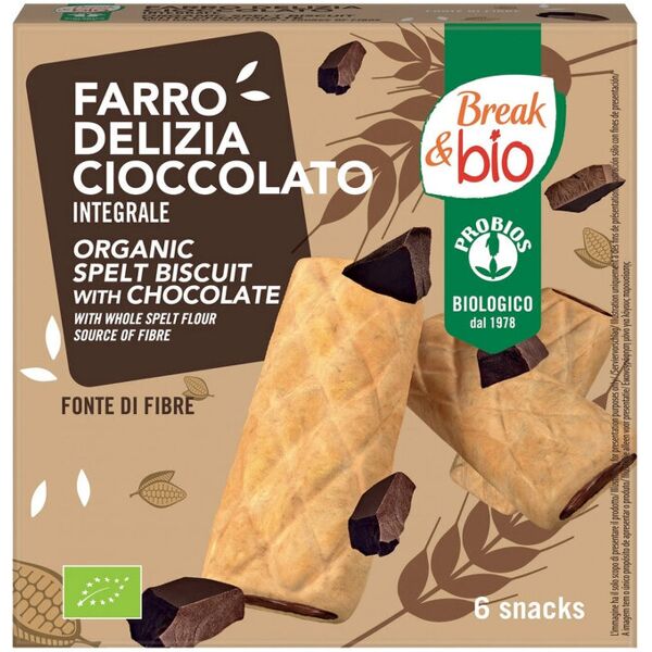 probios break & bio - farro delizia al cacao 6 snack da 30 grammi