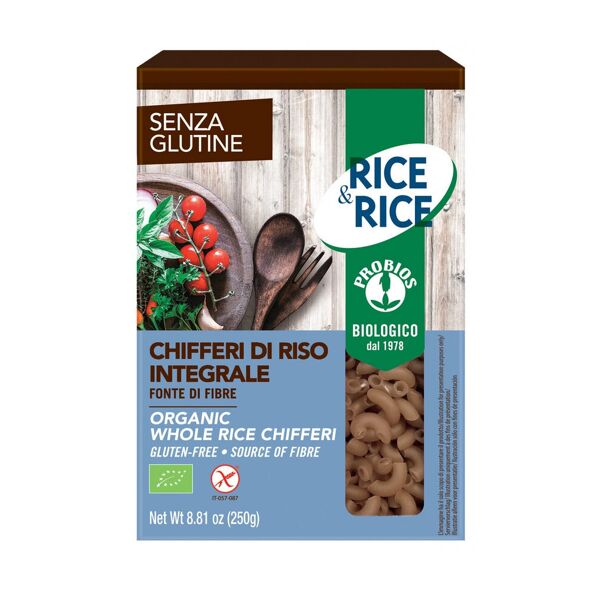 probios rice & rice - chifferi specialità di riso integrale 250 grammi