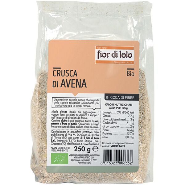 fior di loto crusca di avena bio 250 grammi