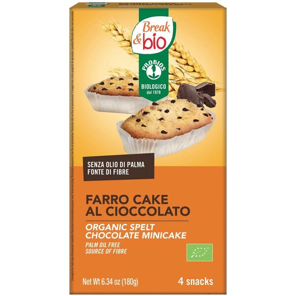 probios break & bio - farro cake al cioccolato 4 snack da 45 grammi