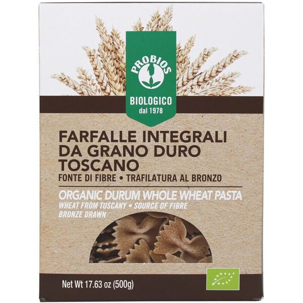 probios farfalle integrali di semola di grano duro italiano 500 grammi