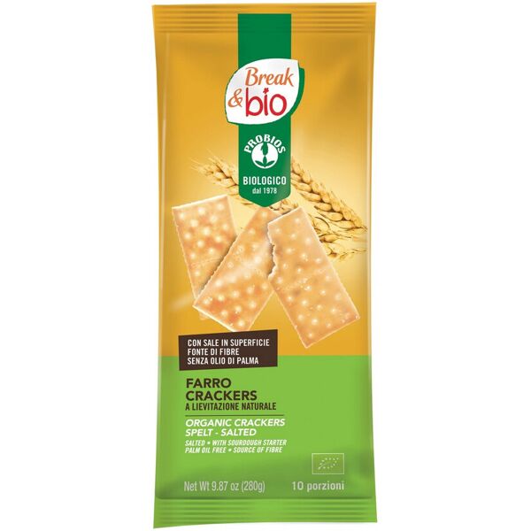 probios break & bio - farro cracker a lievitazione naturale 10 pacchetti da 28 grammi