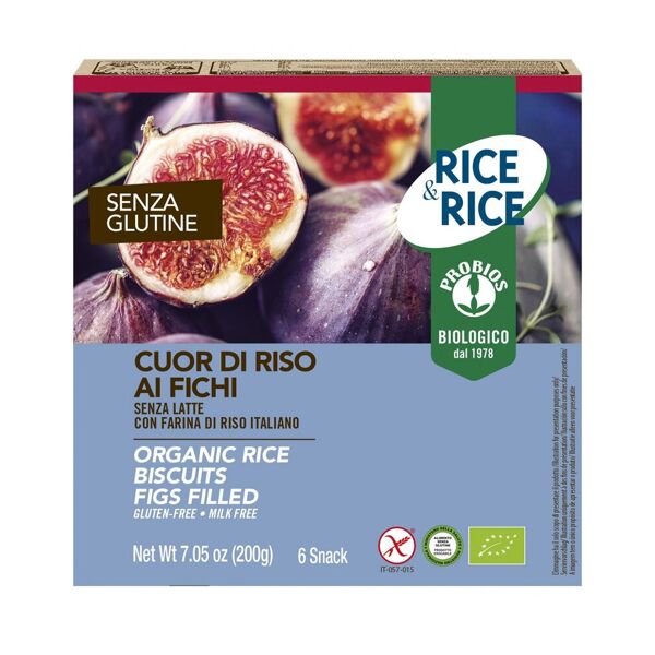probios rice & rice - cuor di riso ai fichi senza glutine 6 snack da 33,4 grammi