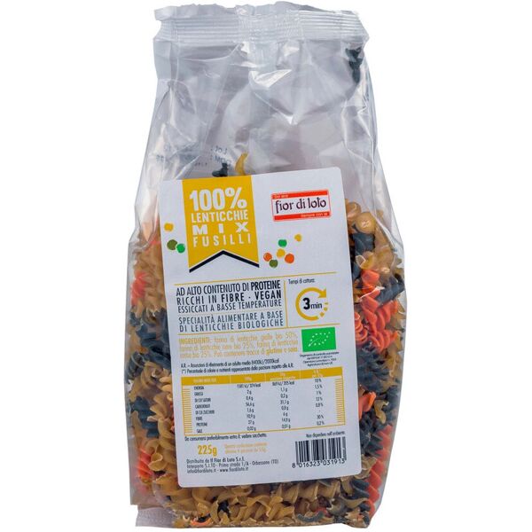 fior di loto 100% lenticchie mix fusilli 225 grammi