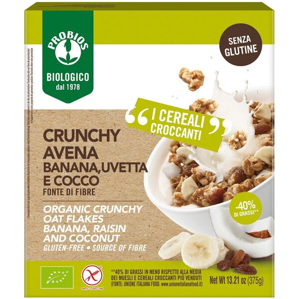 probios easy to go - bio crunchy - avena banana uvetta e cocco 375 grammi