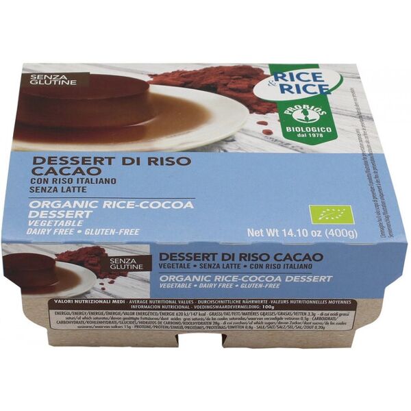 probios rice & rice - dessert di riso al cacao 4 confezioni da 100 grammi