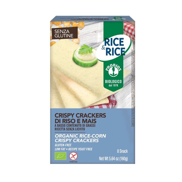 probios rice & rice - crispy crackers di riso e mais 8 porzioni da 20 grammi