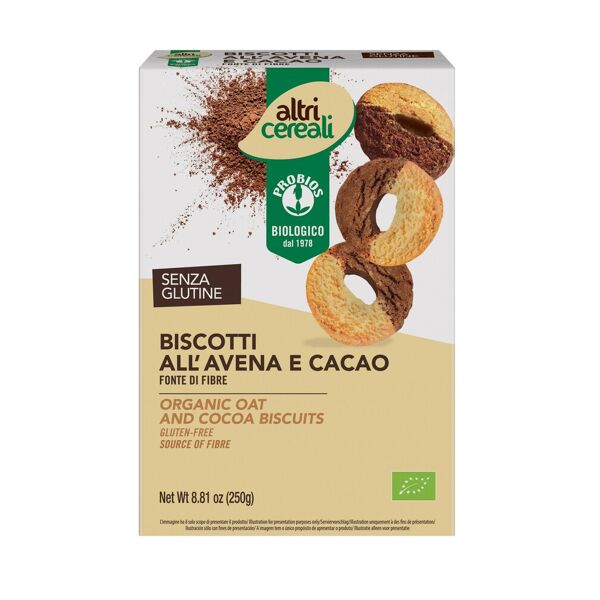 probios altri cereali - biscotti all'avena e cacao 250 grammi