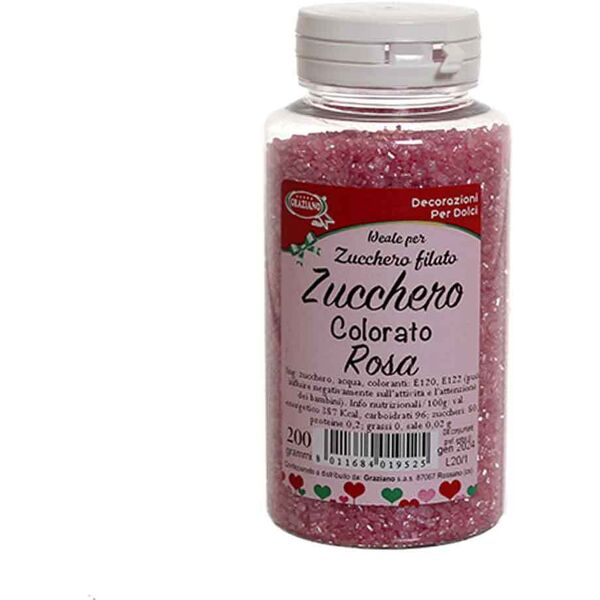 graziano cristalli di zucchero colorato rosa per decorazioni e zucchero filato 200 g