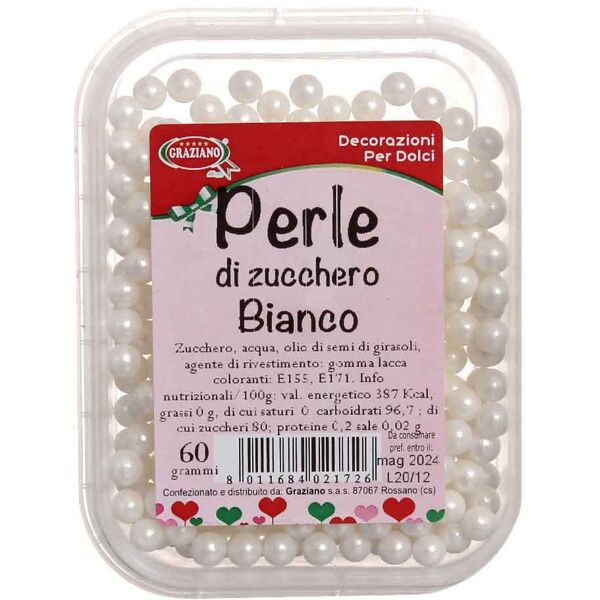 graziano perle di zucchero bianche per decorazione torte 60 g