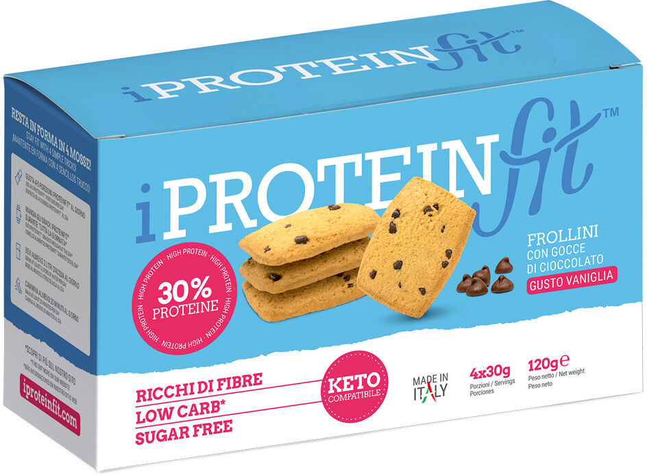 I Proteinfit Frollini 4 X 30 Gr Vaniglia Con Gocce Di Cioccolato