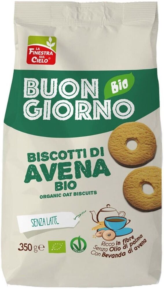 La Finestra sul Cielo Buongiorno Bio Biscotti di Avena Senza Latte, 350g