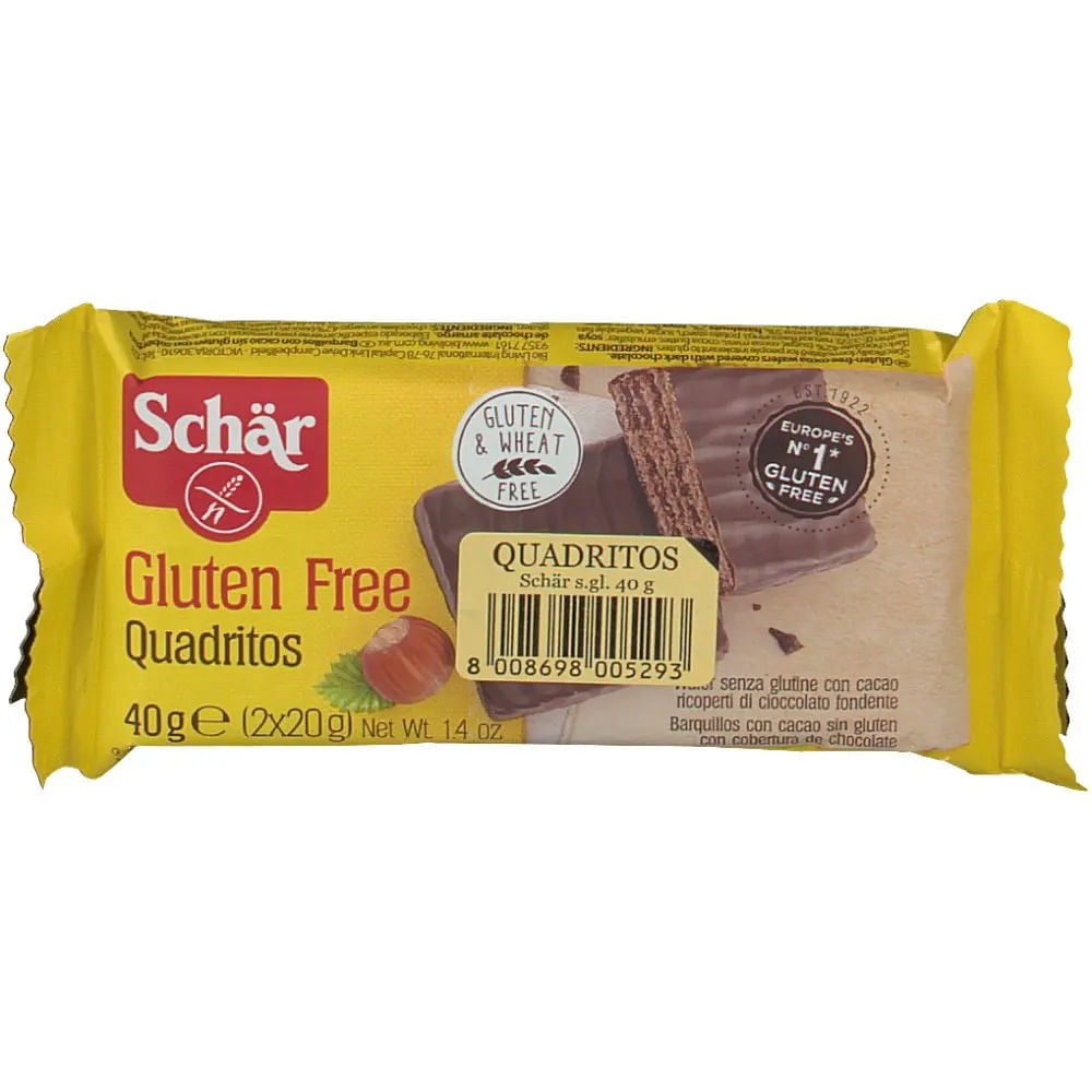 Dr.Schar Spa Schar Quadritos Wafer Con Cacao Ricoperti Di Cioccolato Fondente 40 G