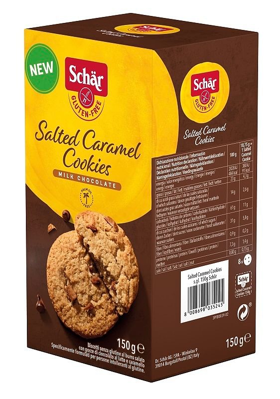 Dr.Schar Spa Schar Salted Caramel Cookies Con Gocce Di Cioccolato Al Latte E Caramello 150 G
