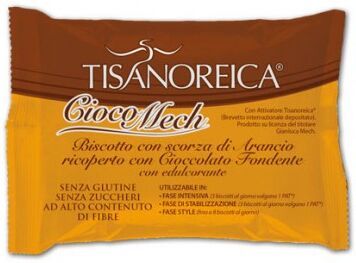 Gianluca Mech Spa Tisanoreica Ciocomech Biscotto Con Scorza D'Arancio Ricoperto Di Cioccolato Fondente Senza Glutine 9 Biscotti