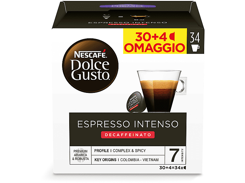 NESCAFE' DOLCE GUSTO Capsule Dolce Gusto Espresso Intenso decaffeinato NDG INTENSO DEK 30+4