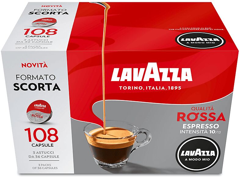 LAVAZZA Capsule originali  per Macchine Espresso A Modo Mio Q ROSSA 108 CAPS, 0,81 kg