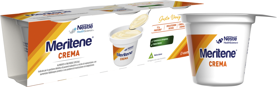 Meritene Forza e Vitalità Crema Vaniglia Dessert Iperproteico Ipercalorico 3x12