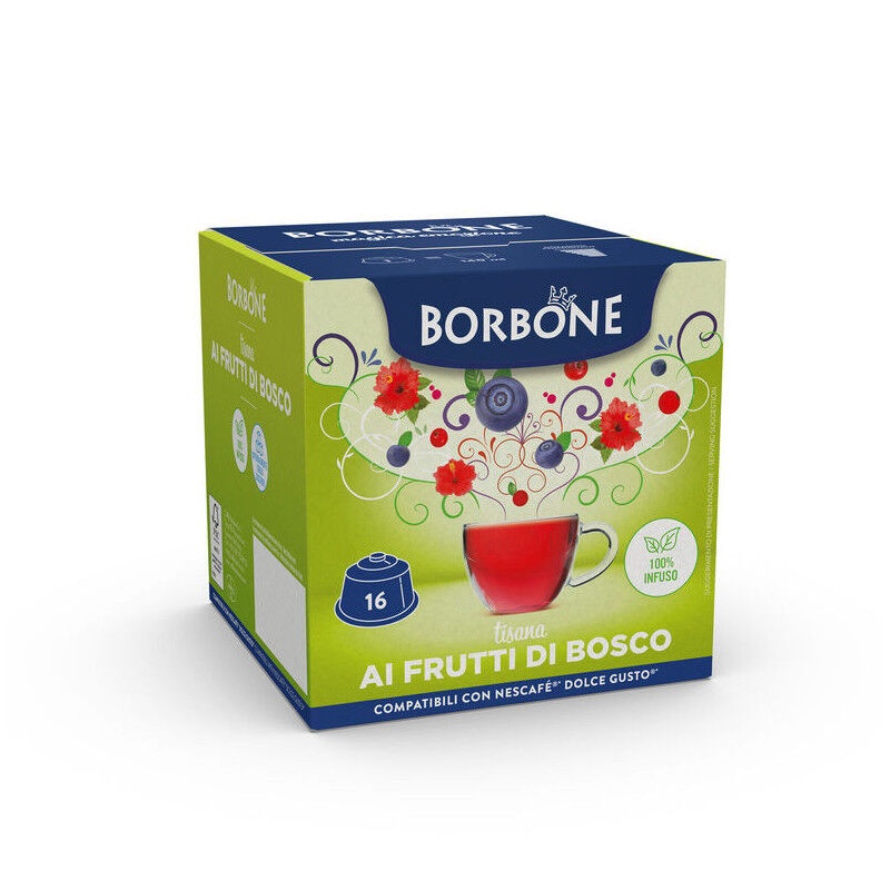 Caffè Borbone TISANA AI FRUTTI DI BOSCO Capsule Compatibili Dolce Gusto : Confezione da Capsule 16 Capsule