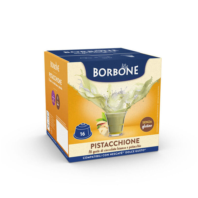 Caffè Borbone PISTACCHIONE Gusto Cioccolata Bianca E Pistacchio Capsule Compatibili Dolce Gusto : Confezione da Capsule 16 Capsule