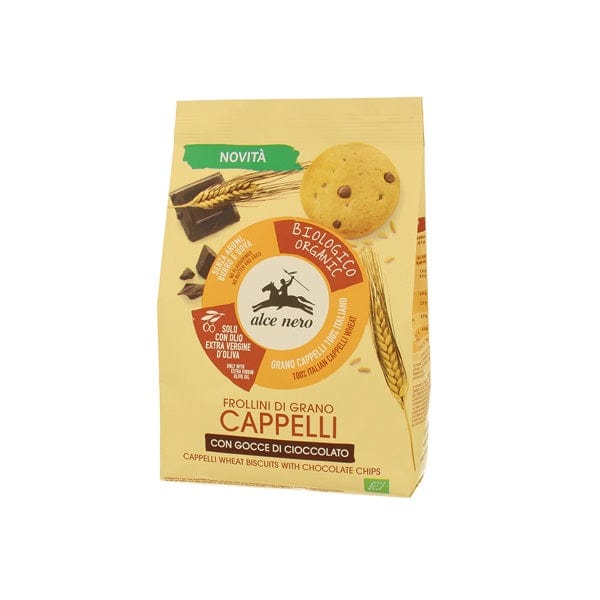 ALCE NERO Frollini Grano Cappelli Gocce Di Cioccolato Bio 250 g