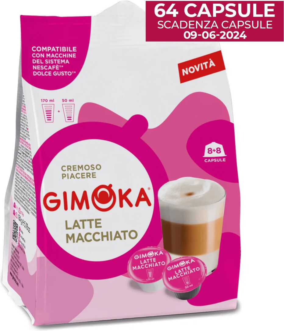 Gimoka 64 Capsule Latte Macchiato compatibili con sistema NESCAFÉ® Dolce Gusto®