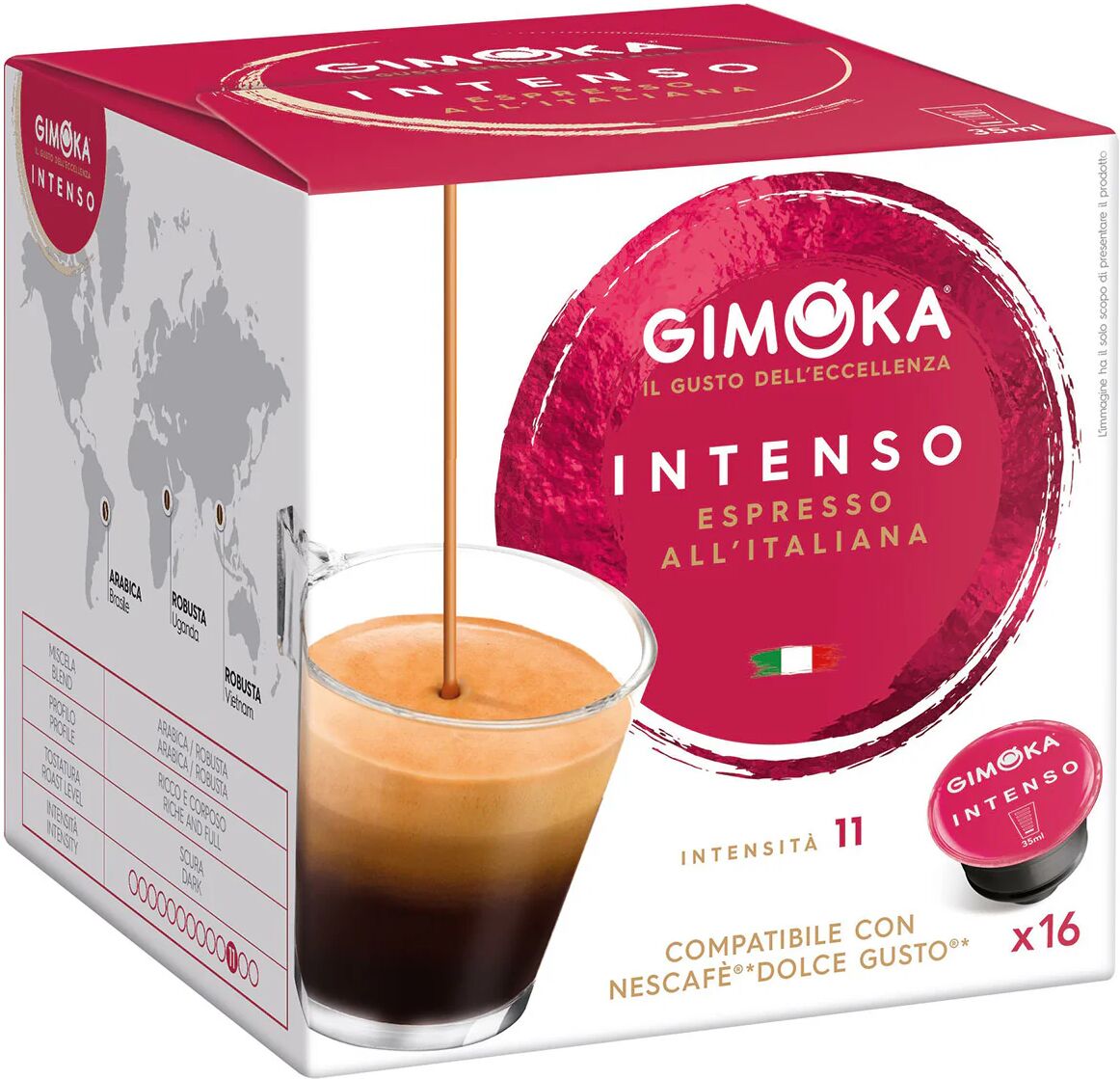 Gimoka 96 Capsule Intenso compatibili con sistema NESCAFÉ® Dolce Gusto®