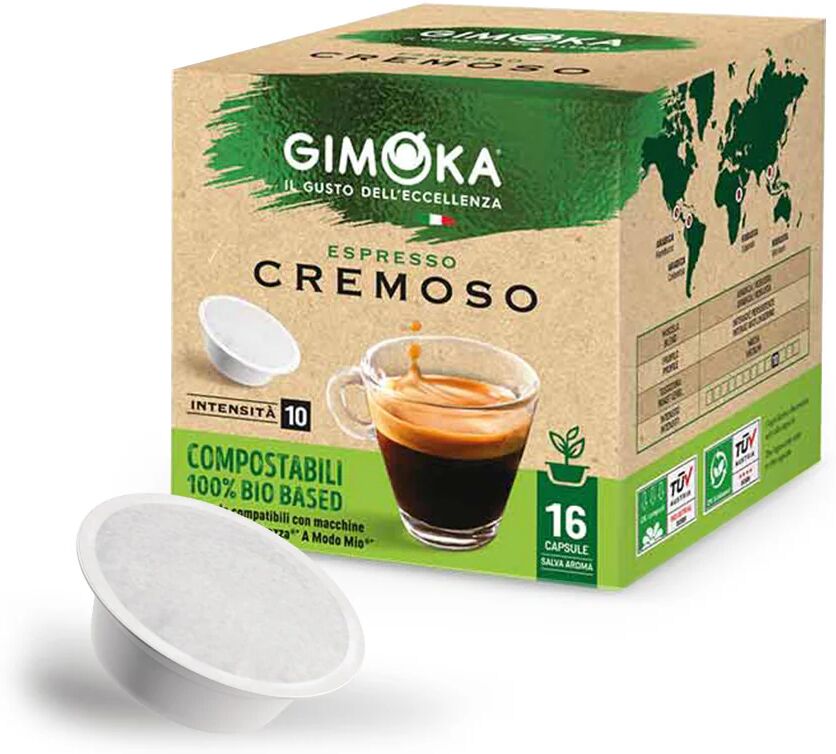 Gimoka 16 Capsule Cremoso Compostabili compatibili con sistema Lavazza a Modo Mio