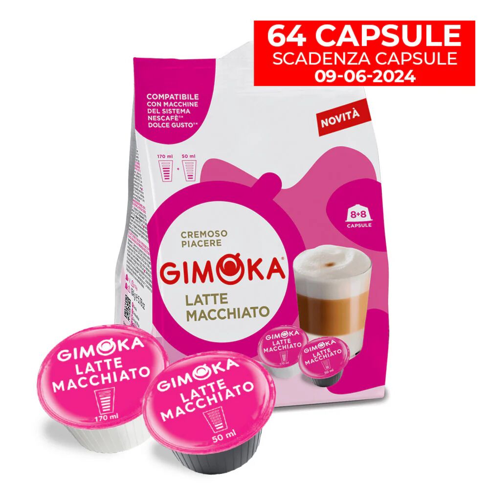 Gimoka 64 Capsule Latte Macchiato compatibili con sistema NESCAFÉ® Dolce Gusto®