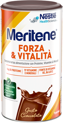 Nestle' it.spa(healthcare nu.) NESTLE MERITENE FORZA E VITALIT' POLVERE GUSTO CIOCCOLATO INTEGRATORE DI PROTEINE VITAMINE E MINERALI 270G