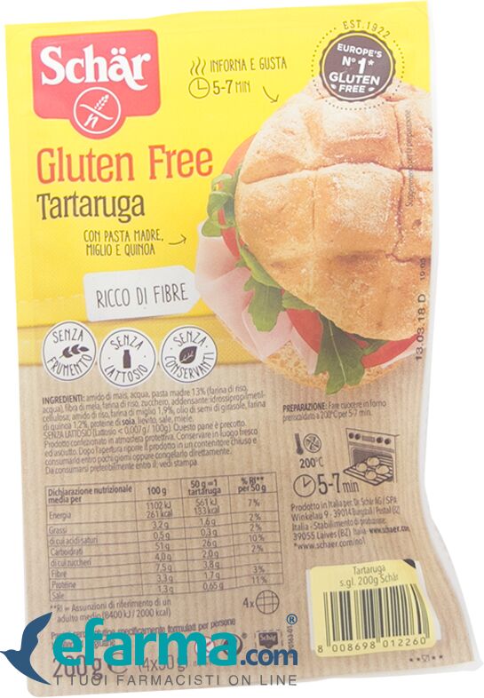 Schar Tartaruga Pane Senza Glutine 200 g