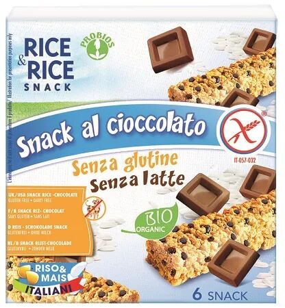 PROBIOS Rice&Rice Snack Al Cioccolato Biologico Senza Glutine Senza Latte 6x21 g