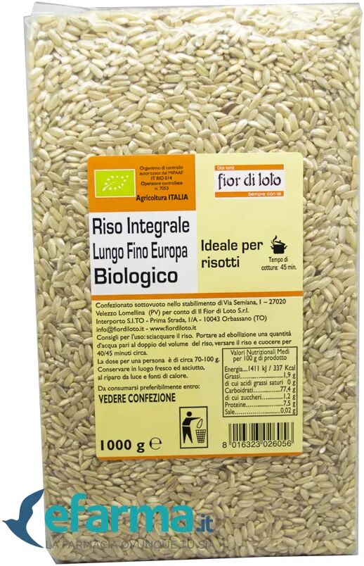 OXXIGENA Fior Di Loto Riso Integrale Lungo Fine Europa Biologico 1 Kg