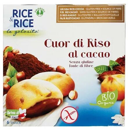 PROBIOS Rice&Rice Cuor di Riso al Cacao Snack Biologico Senza Glutine 6x33 g