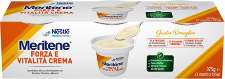 Meritene Forza e Vitalità Crema Vaniglia Dessert Iperproteico Ipercalorico 3x125 g