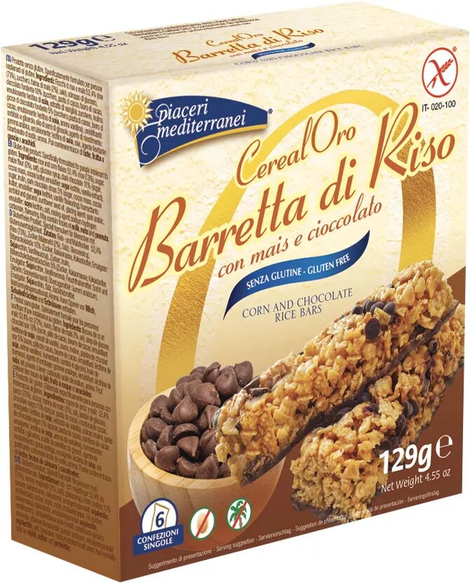 Piaceri Mediterranei CerealOro Barretta di Riso con Mais e Cioccolato Senza Glutine 6x21,5 g