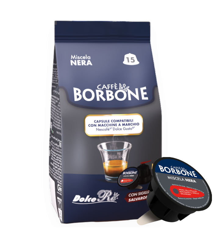 Caffè Borbone Dolce Re - Miscela Nera - 15 Capsule Compatibili Dolce Gusto Da 7g