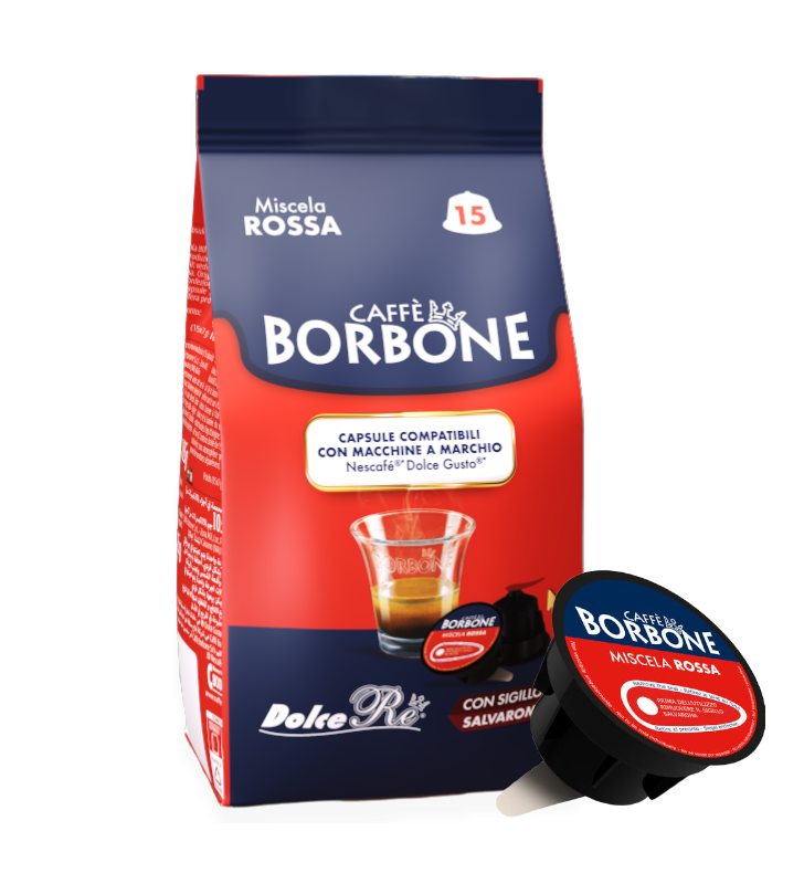 Caffè Borbone Dolce Re - Miscela Rossa - 15 Capsule Compatibili Dolce Gusto Da 7g